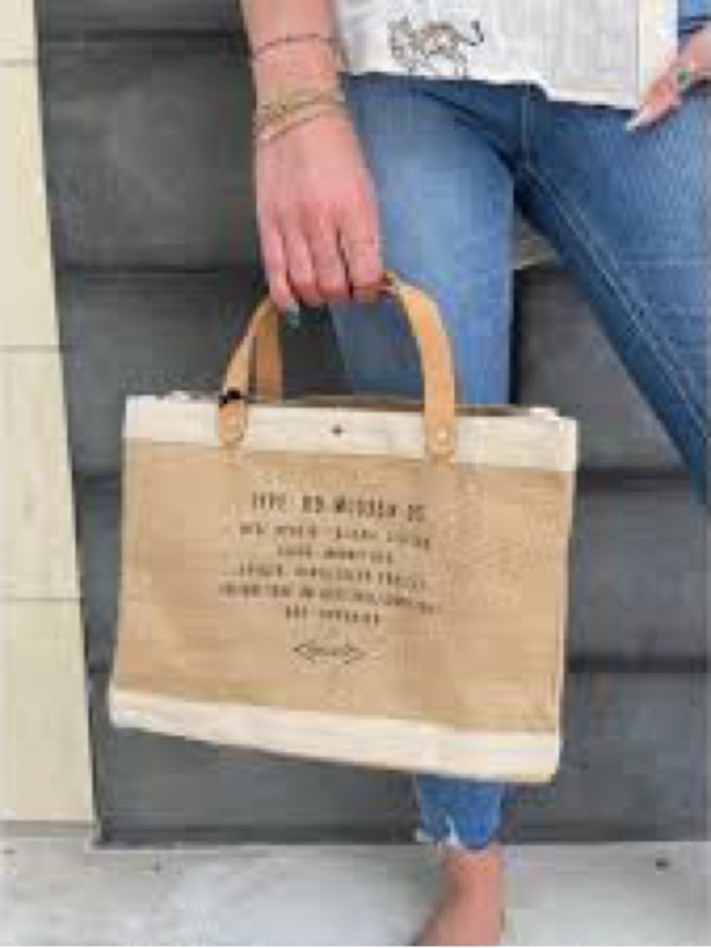 Apolis Tan Canvas Market Tote with Leather Handles
